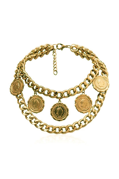 Gold Plated Medallion Choker Necklace