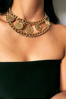 Gold Plated Medallion Choker Necklace