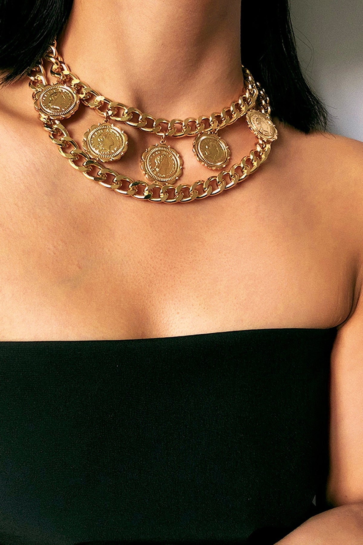 Gold Plated Medallion Choker Necklace
