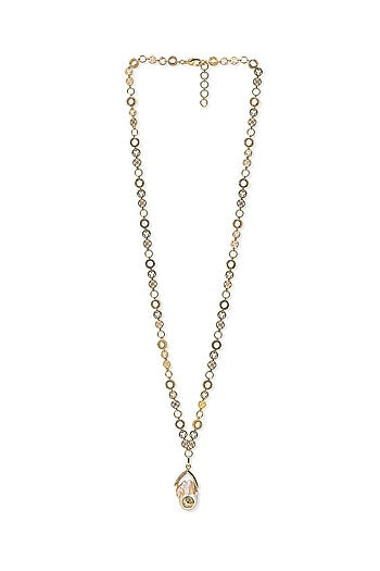 Yellow Gold Plated Zircon & Pearl Necklace