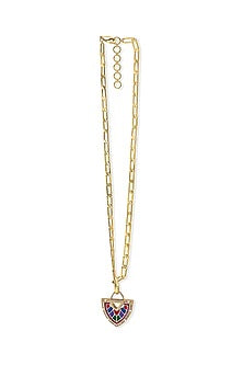 Yellow Gold Plated Zircon & Ruby Necklace