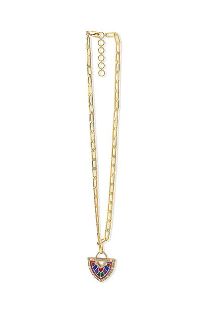 Yellow Gold Plated Zircon & Ruby Necklace