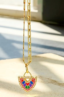 Yellow Gold Plated Zircon & Ruby Necklace