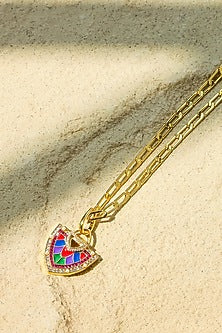 Yellow Gold Plated Zircon & Ruby Necklace