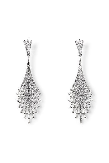 Silver Finish Zircon Dangler Earrings