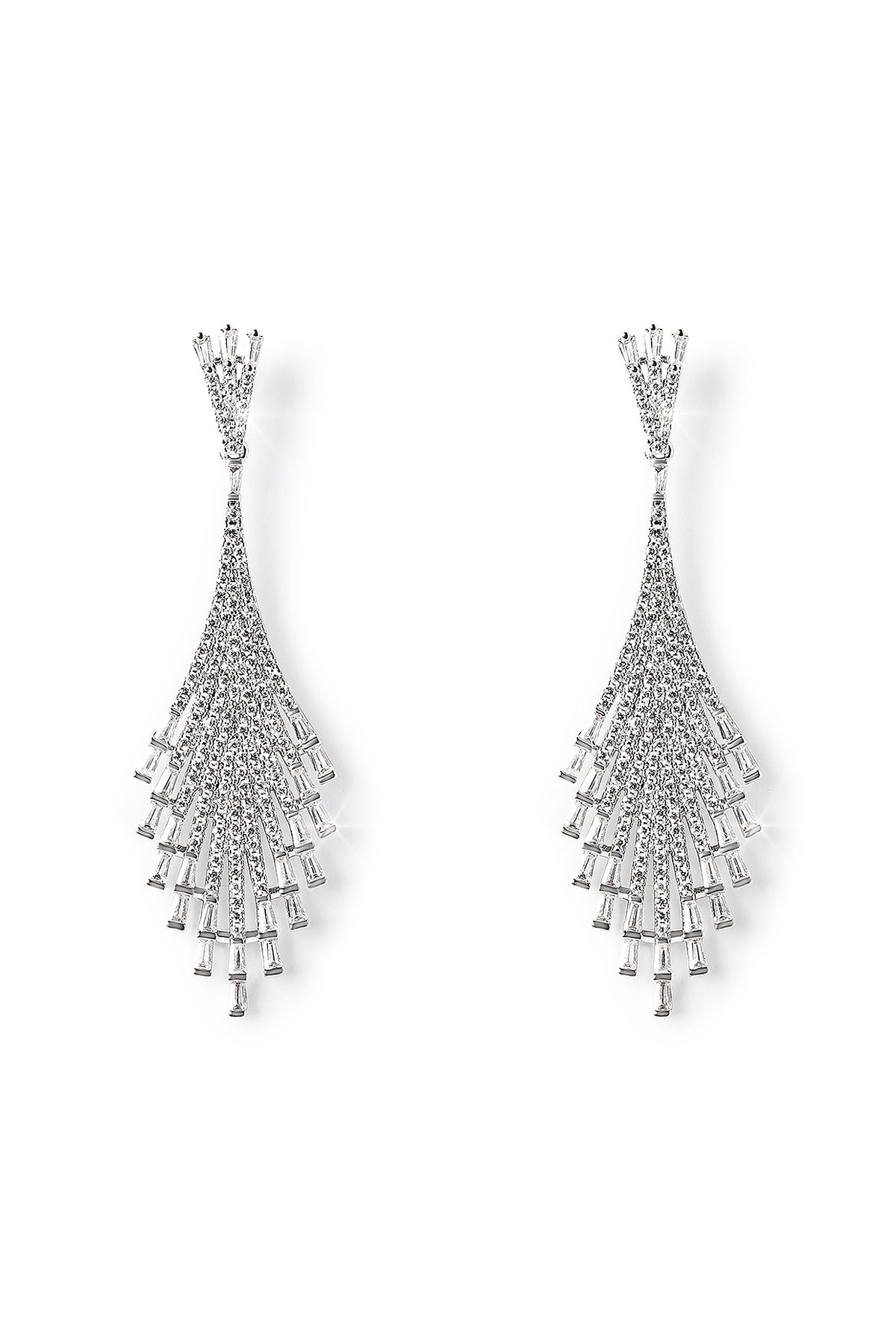 Silver Finish Zircon Dangler Earrings