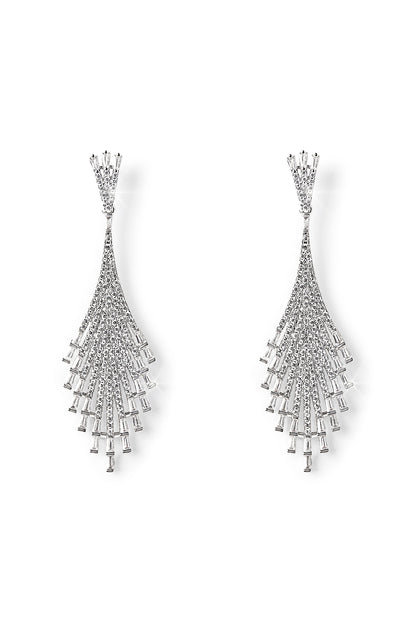Silver Finish Zircon Dangler Earrings
