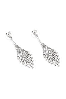 Silver Finish Zircon Dangler Earrings