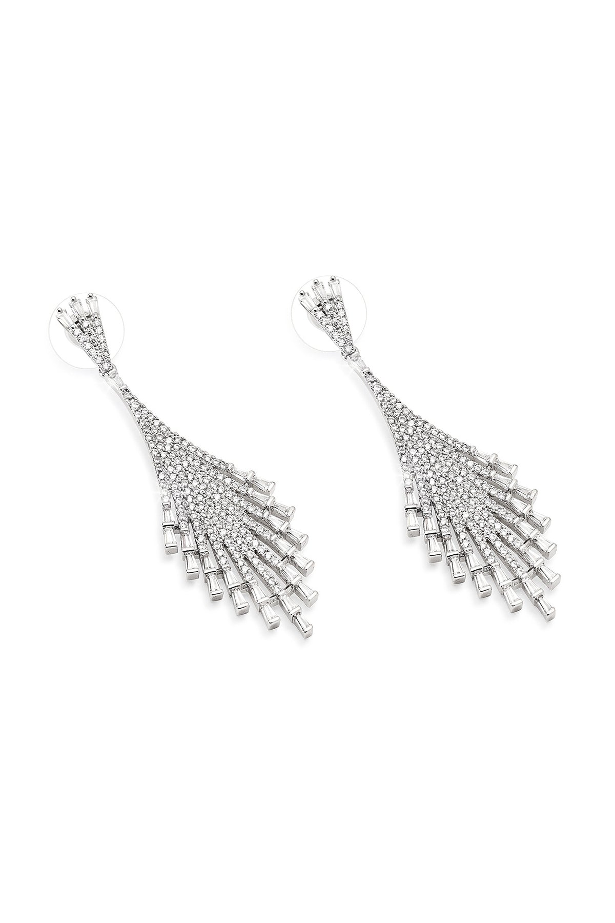 Silver Finish Zircon Dangler Earrings
