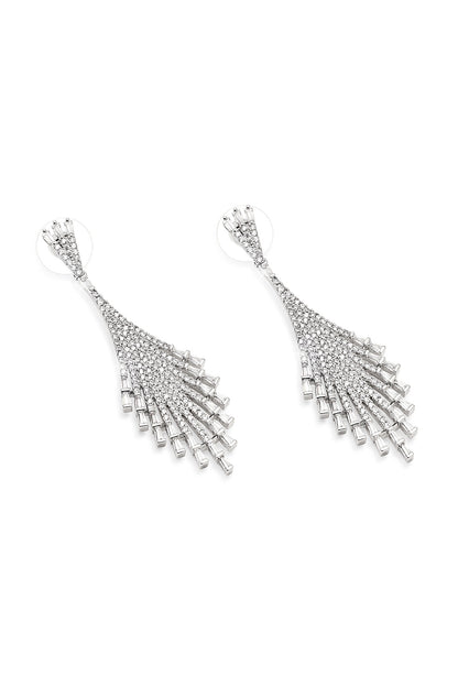 Silver Finish Zircon Dangler Earrings