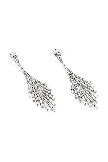 Silver Finish Zircon Dangler Earrings