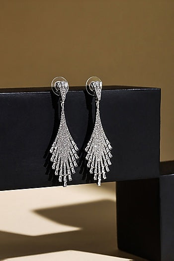 Silver Finish Zircon Dangler Earrings
