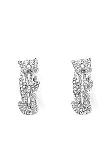 Silver Finish Zircon Hoop Earrings
