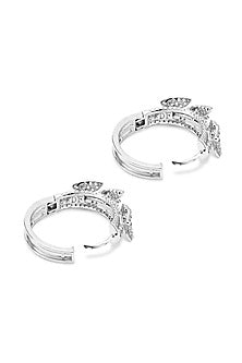 Silver Finish Zircon Hoop Earrings