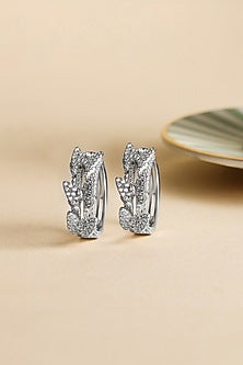Silver Finish Zircon Hoop Earrings