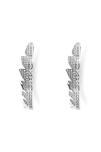 Silver Finish Zircon Hoop Earrings