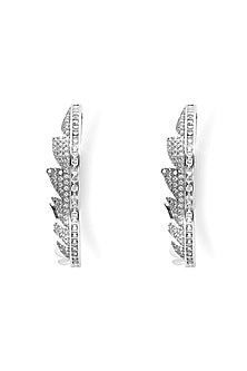 Silver Finish Zircon Hoop Earrings