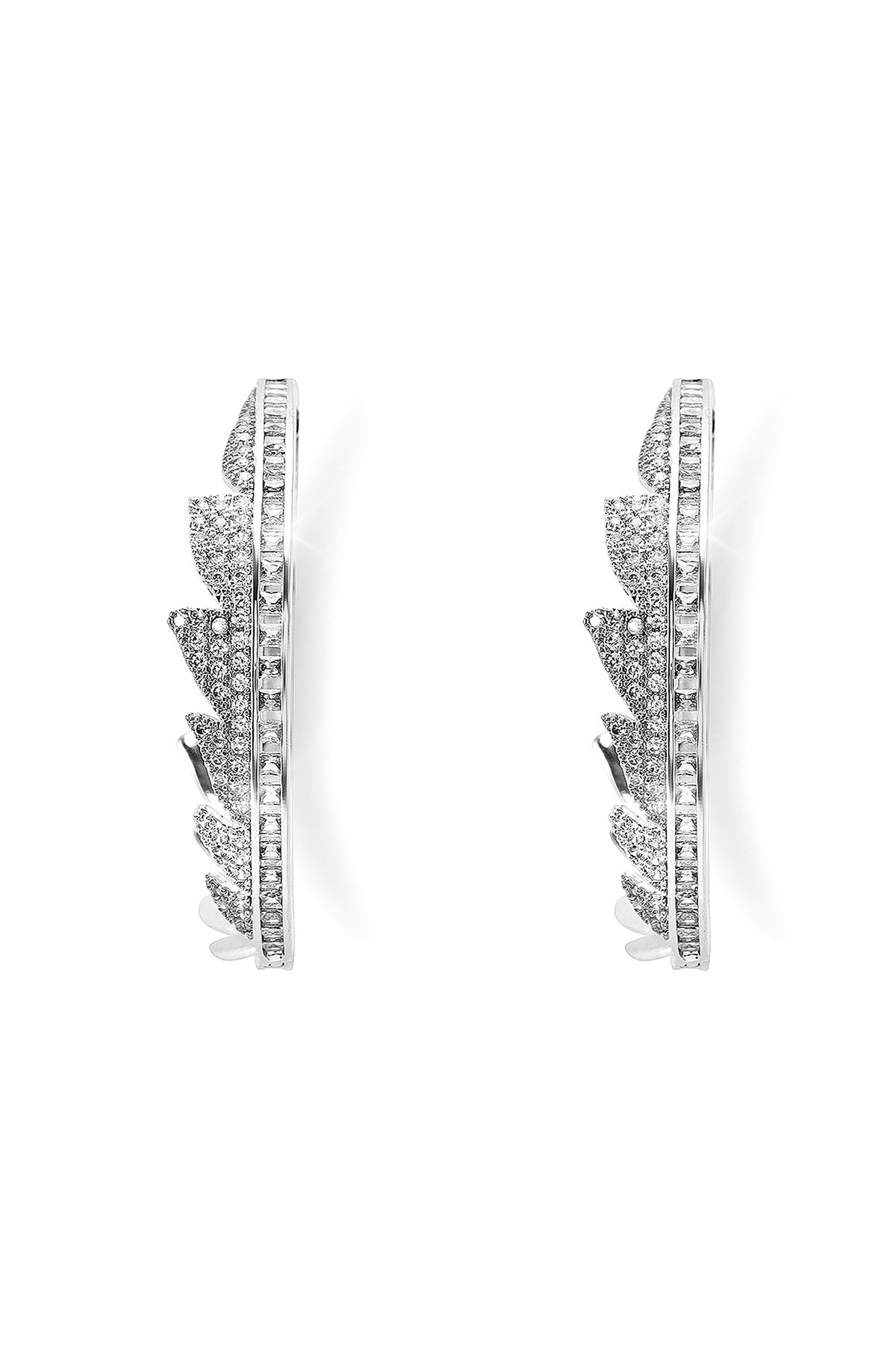 Silver Finish Zircon Hoop Earrings