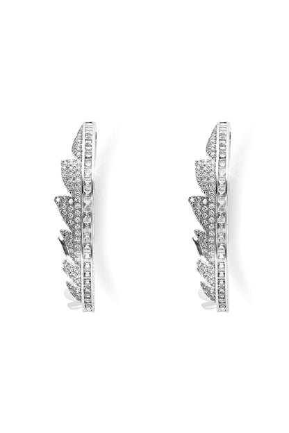 Silver Finish Zircon Hoop Earrings
