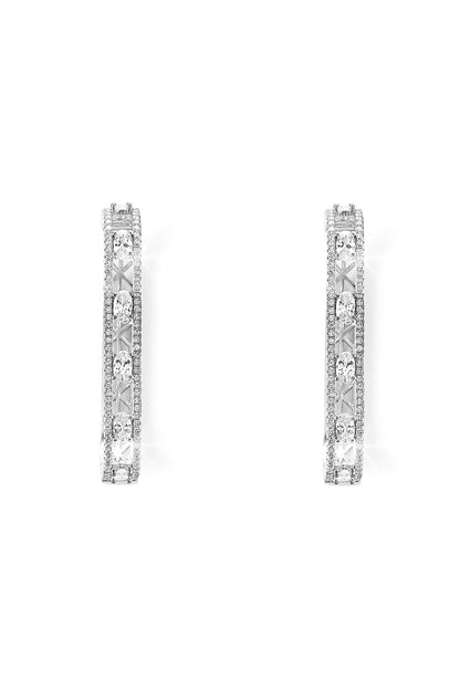Silver Finish Zircon Hoop Earrings