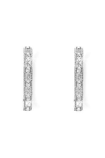 Silver Finish Zircon Hoop Earrings