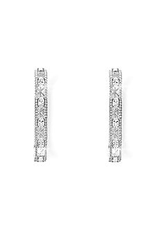 Silver Finish Zircon Hoop Earrings