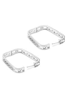 Silver Finish Zircon Hoop Earrings