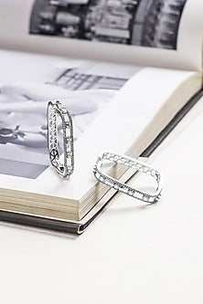 Silver Finish Zircon Hoop Earrings