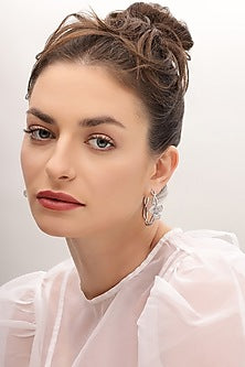 Silver Finish Zircon Hoop Earrings