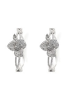 Silver Finish Zircon Hoop Earrings