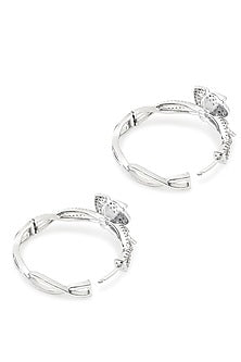 Silver Finish Zircon Hoop Earrings