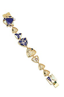 Yellow Gold Plated Zircon & Sapphire Blue Stone Bracelet