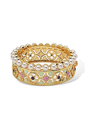 Yellow Gold Plated Zircon & Pearl Bracelet