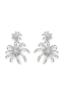 Silver Finish Zircon Dangler Earrings