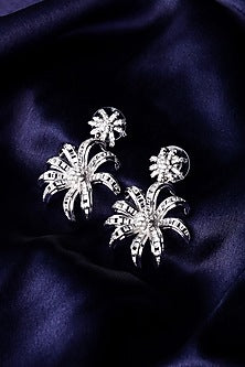 Silver Finish Zircon Dangler Earrings