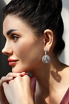 Silver Finish Zircon Dangler Earrings