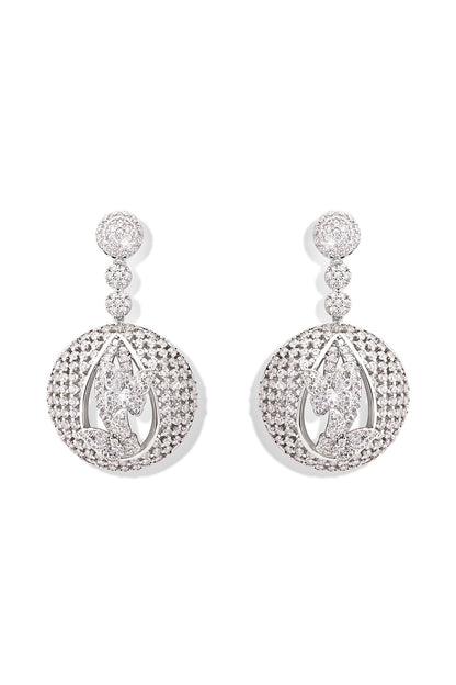 Silver Finish Zircon Dangler Earrings