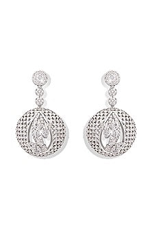 Silver Finish Zircon Dangler Earrings