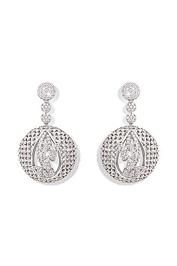 Silver Finish Zircon Dangler Earrings