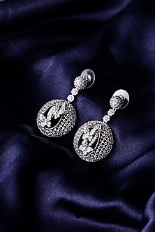 Silver Finish Zircon Dangler Earrings