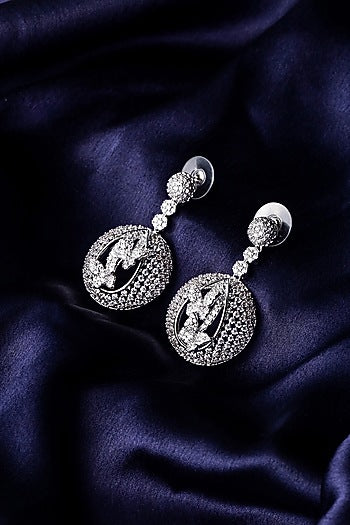 Silver Finish Zircon Dangler Earrings