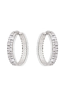 Silver Finish Zircon Hoop Earrings