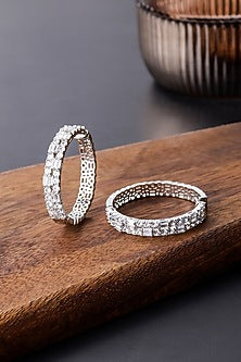 Silver Finish Zircon Hoop Earrings