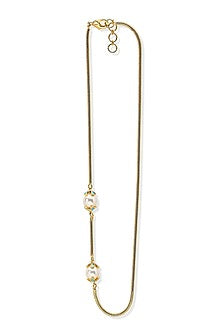 Micron Gold Plated Zircon & Pearl Necklace