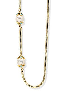 Micron Gold Plated Zircon & Pearl Necklace