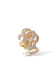 Gold Finish Zircon Statement Ring