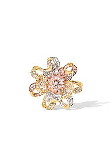 Gold Finish Zircon Reef Flora Ring