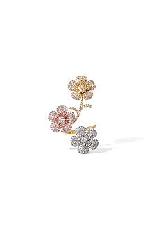 Gold Finish Zircon Floral Coral Bouquet Ring