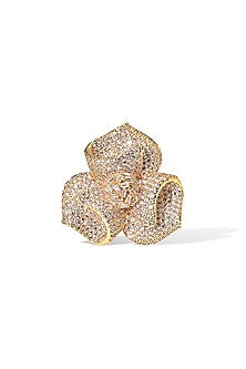Gold Finish Zircon Snow Gem Ring