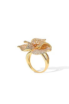 Gold Finish Zircon Snow Gem Ring